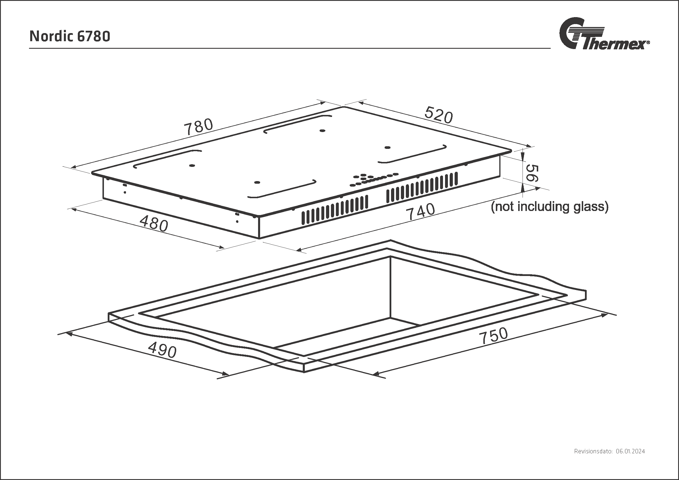 Nordic 6780 induction hob, 80 cm